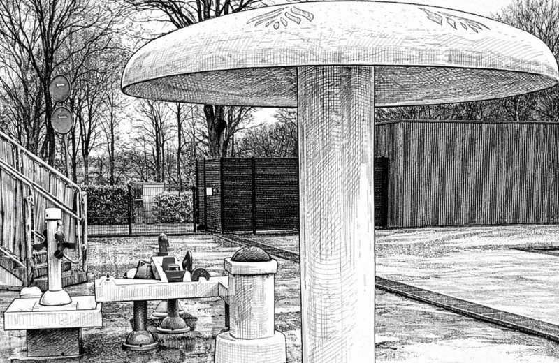 Zwembadupgrade: paddenstoel met waterval